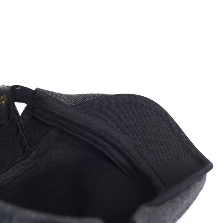 Béret plat épais et chaud en laine à chevrons pour l'hiver