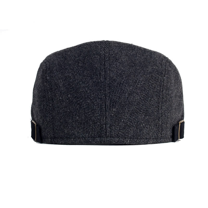 Béret plat épais et chaud en laine à chevrons pour l'hiver