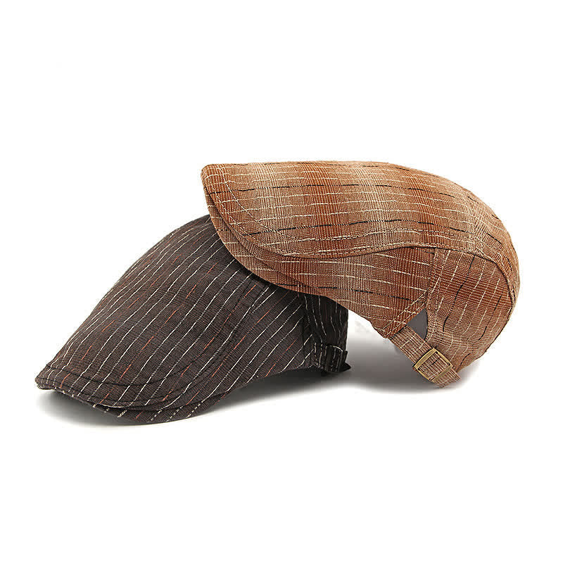 Béret plat classique à rayures et à visière décontractée