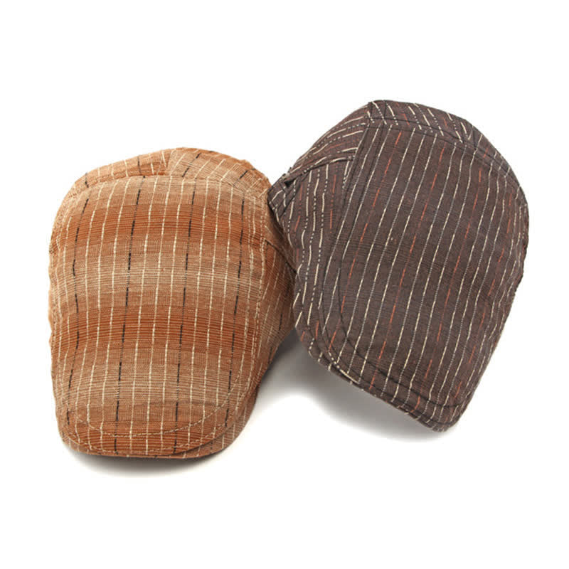 Béret plat classique à rayures et à visière décontractée