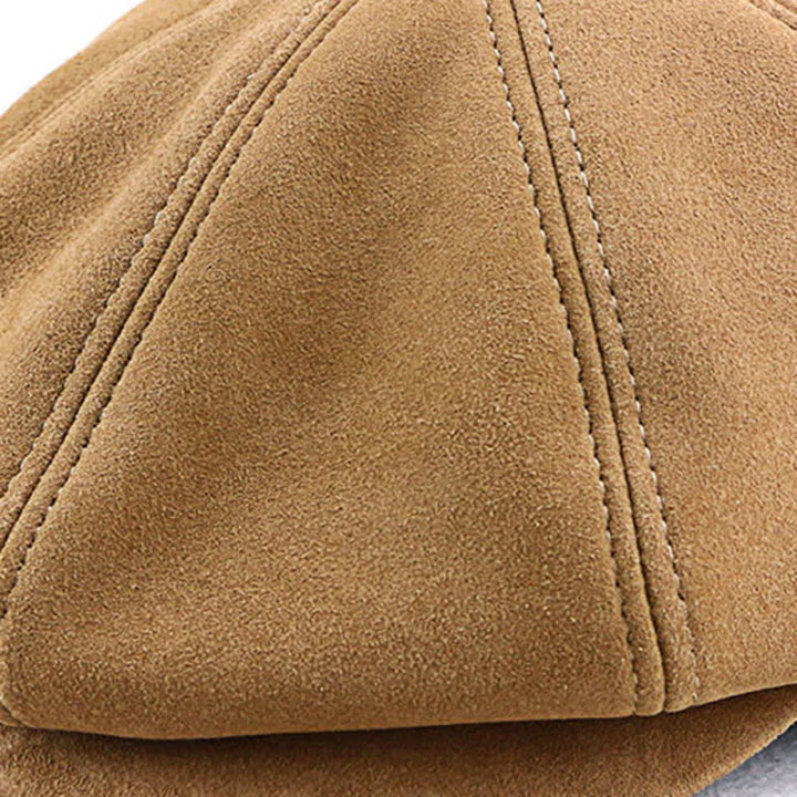 Béret de gavroche rétro rond en daim à texture fine