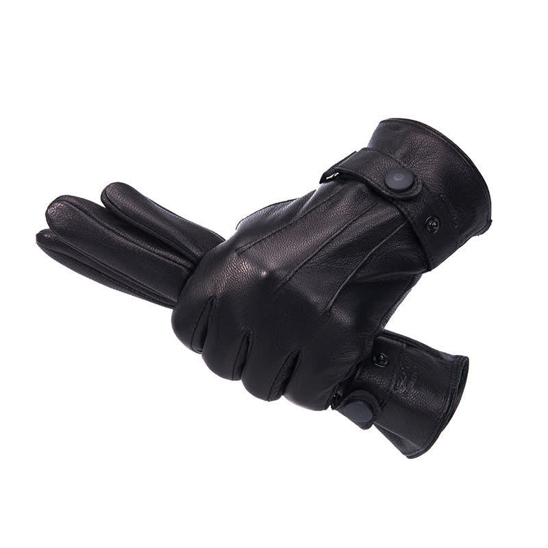 Gants en cuir antidérapants et chauds avec doublure en peluche