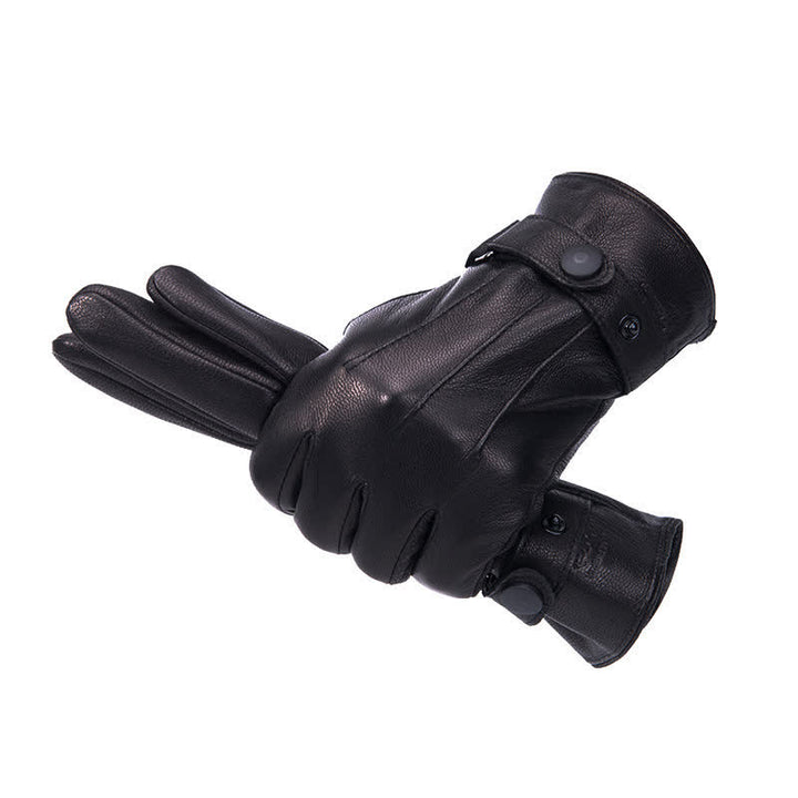 Gants en cuir antidérapants et chauds avec doublure en peluche