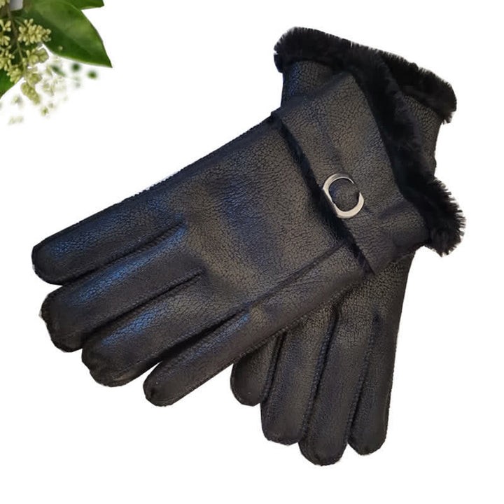 Gants habillés en similicuir et imitation laine