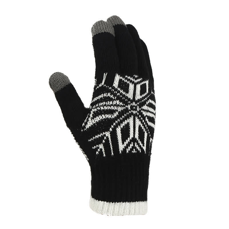 Gants tricotés épais d'hiver à motif flocon de neige