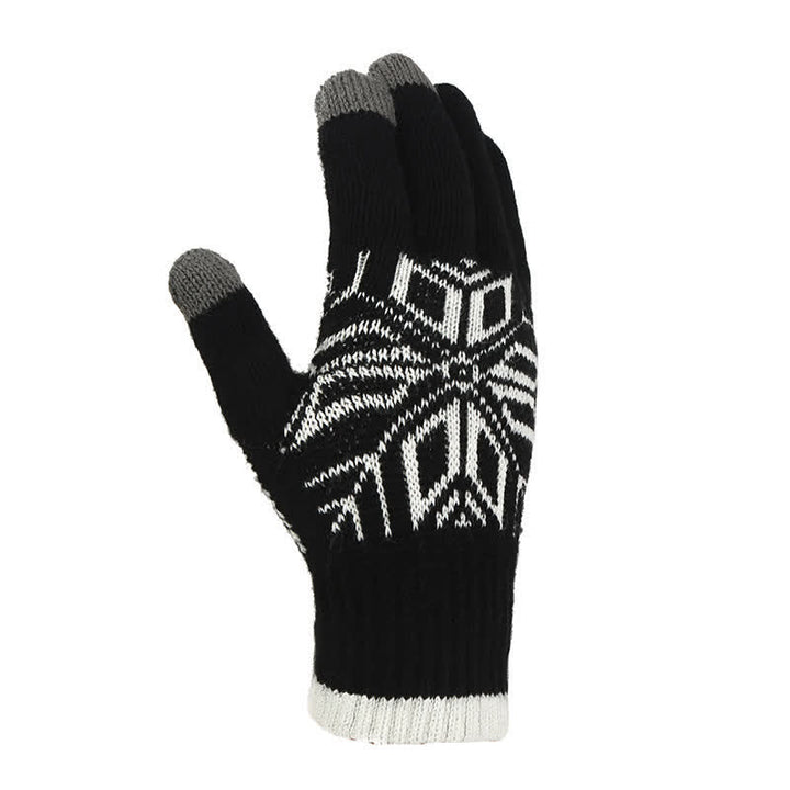 Gants tricotés épais d'hiver à motif flocon de neige