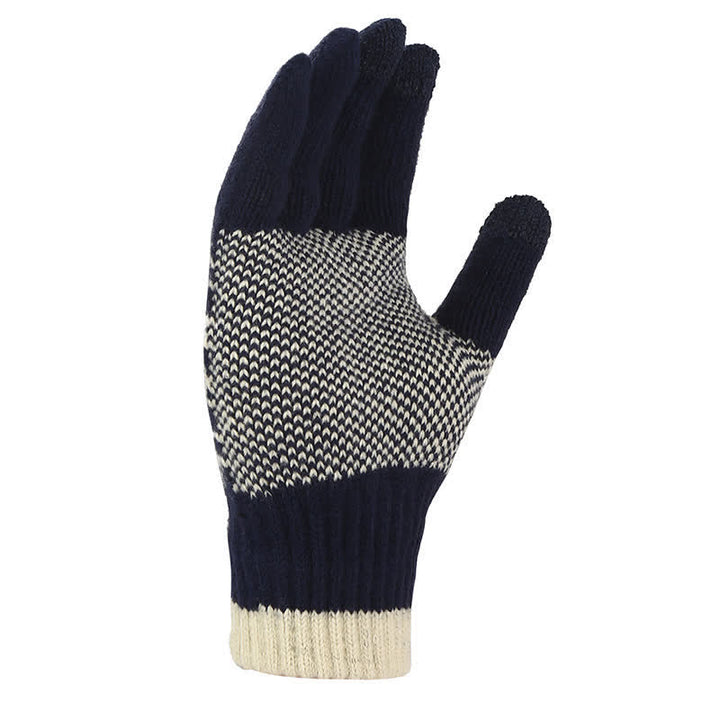 Gants tricotés épais d'hiver à motif flocon de neige