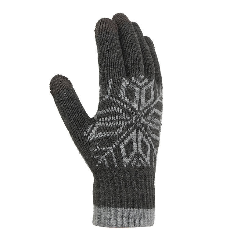 Gants tricotés épais d'hiver à motif flocon de neige