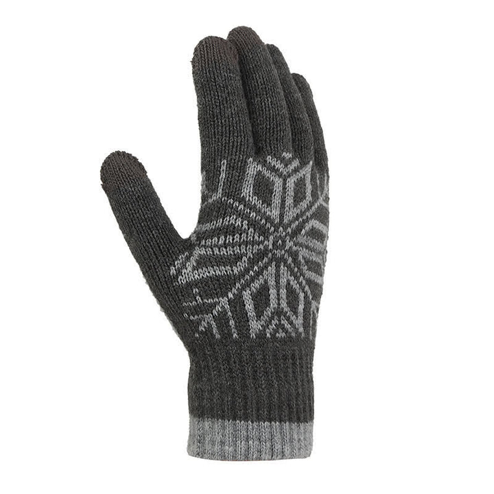 Gants tricotés épais d'hiver à motif flocon de neige