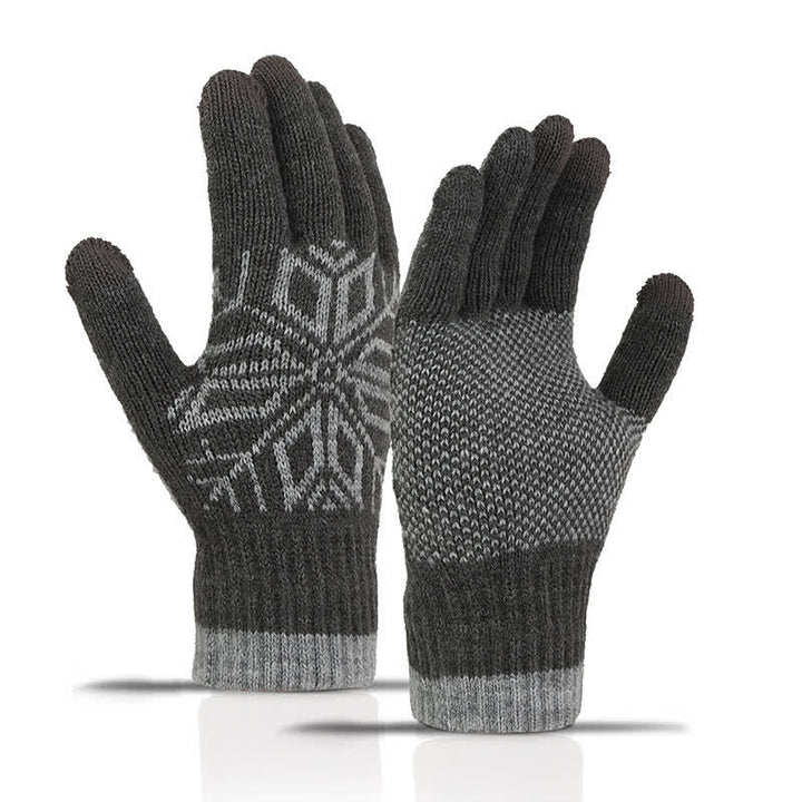 Gants tricotés épais d'hiver à motif flocon de neige
