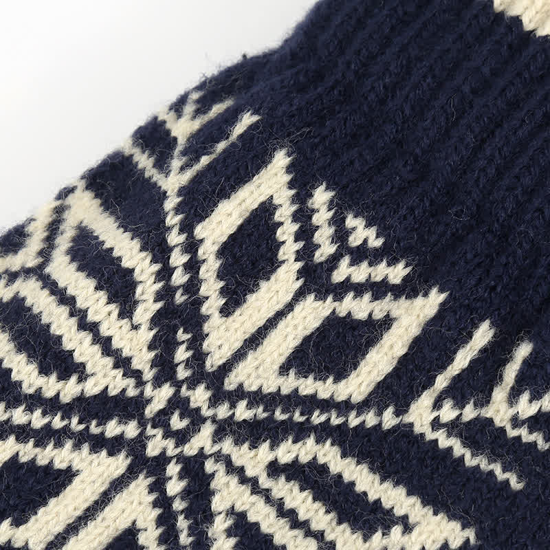 Gants tricotés épais d'hiver à motif flocon de neige