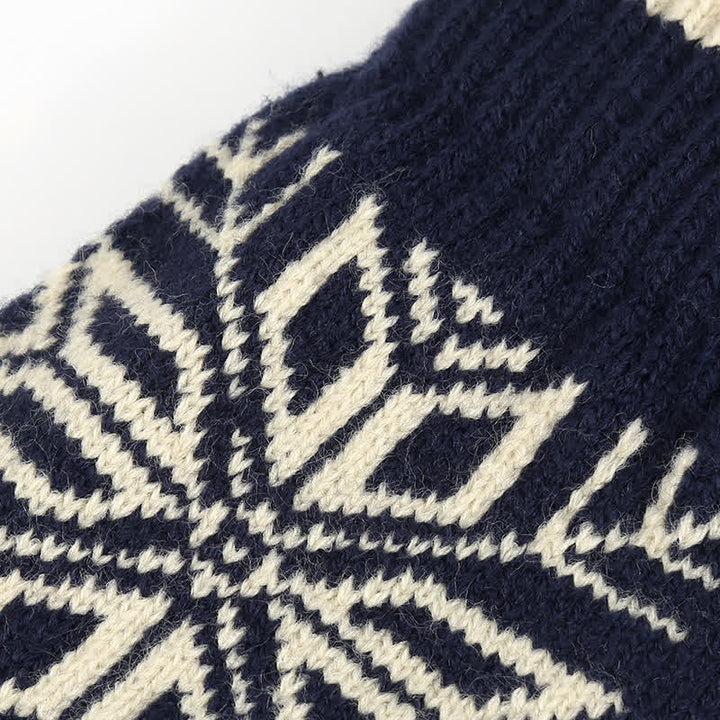 Gants tricotés épais d'hiver à motif flocon de neige