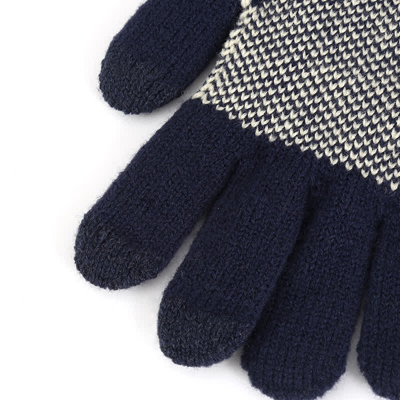Gants tricotés épais d'hiver à motif flocon de neige