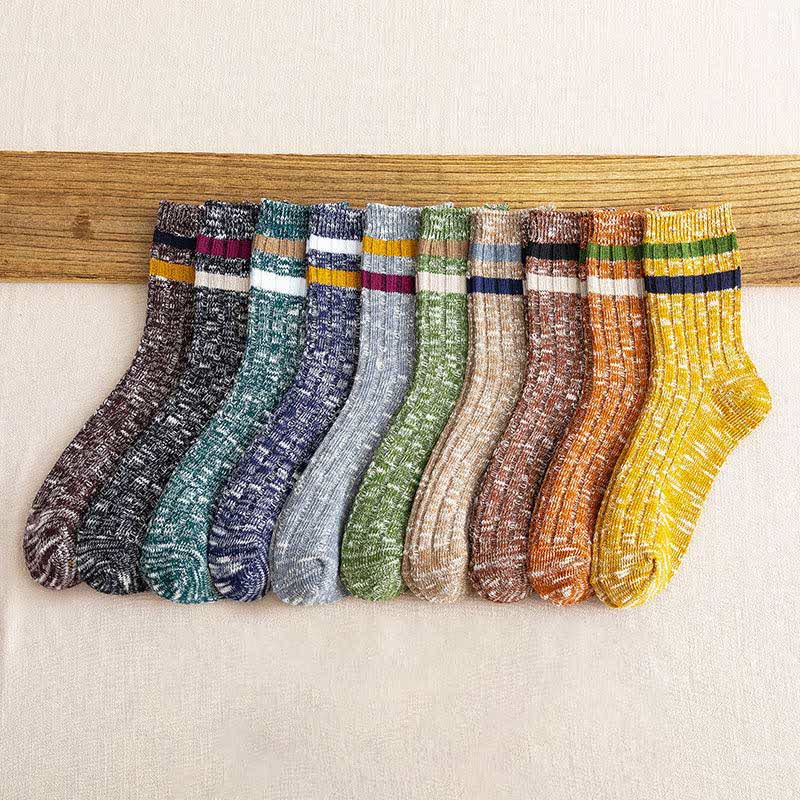 10 paires de chaussettes à rayures avec imprimé flocon de neige