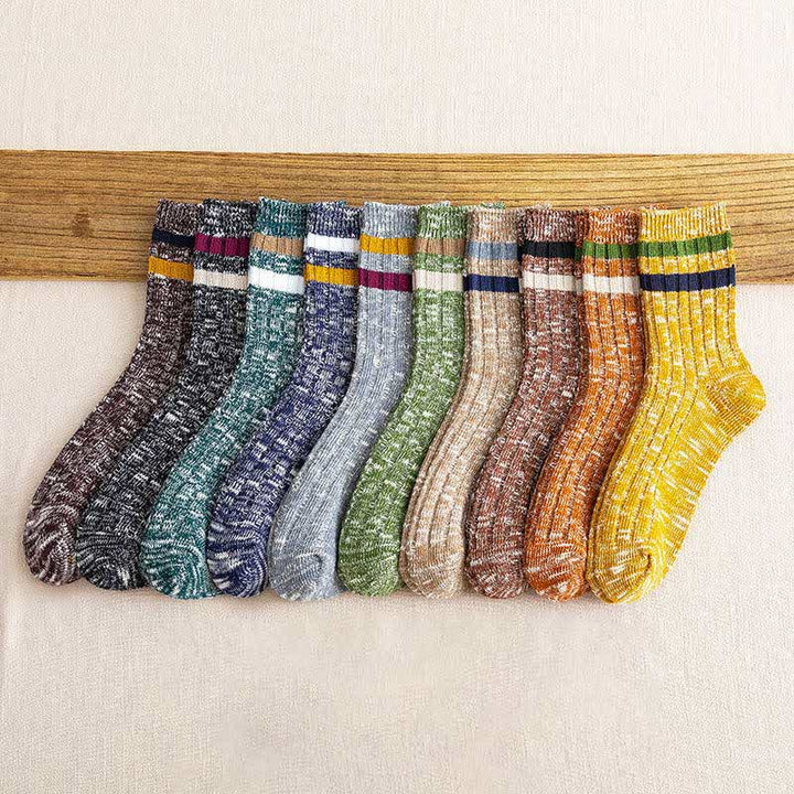 10 paires de chaussettes à rayures avec imprimé flocon de neige