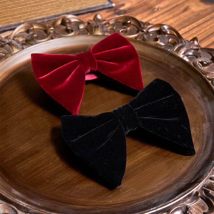 Lot de 3 nœuds papillon surdimensionnés en velours de la série Red