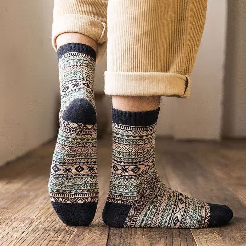 Chaussettes ras du cou à petits motifs de losanges de style ethnique pour homme