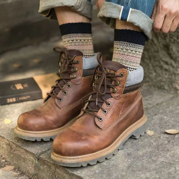 Chaussettes ras du cou à petits motifs de losanges de style ethnique pour hommes