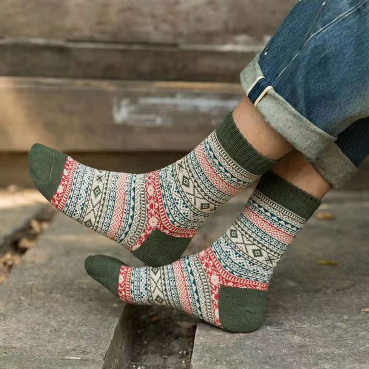 Chaussettes ras du cou à petits motifs de losanges de style ethnique pour homme