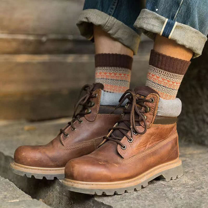 Chaussettes ras du cou à petits motifs de losanges de style ethnique pour homme