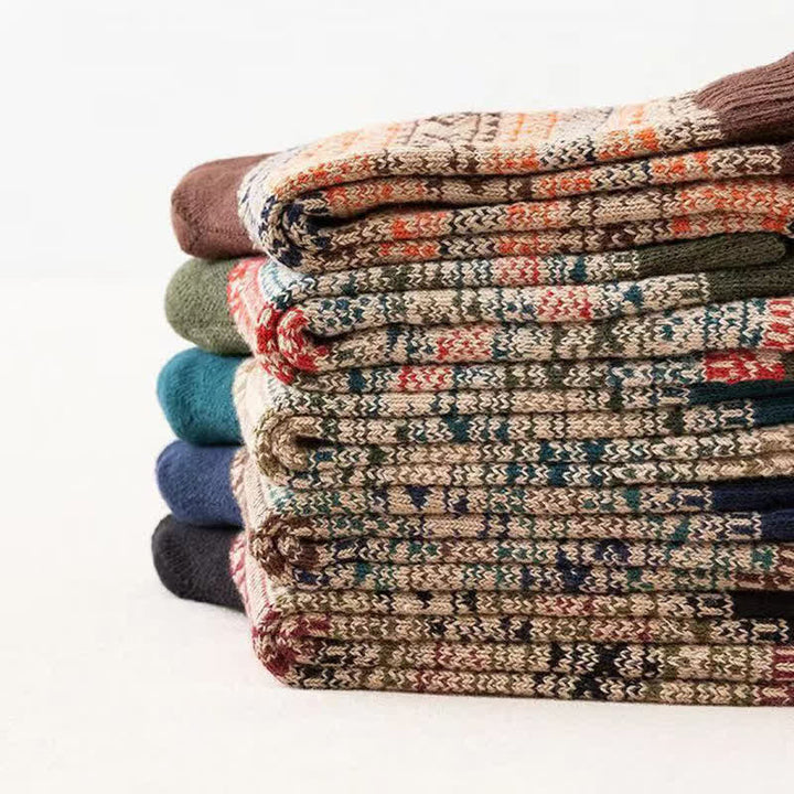 Chaussettes ras du cou à petits motifs de losanges de style ethnique pour hommes