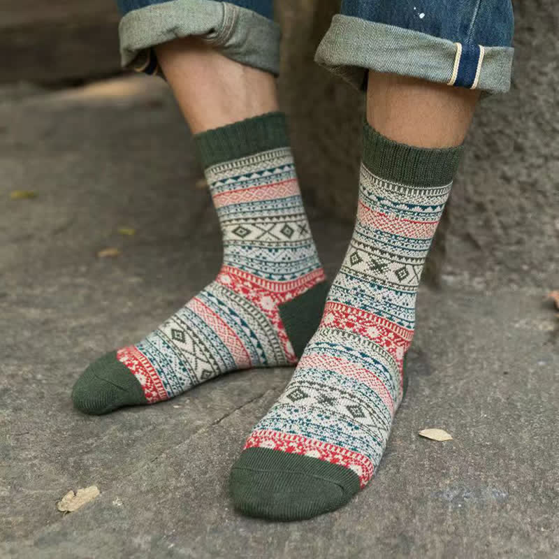 Chaussettes ras du cou à petits motifs de losanges de style ethnique pour homme