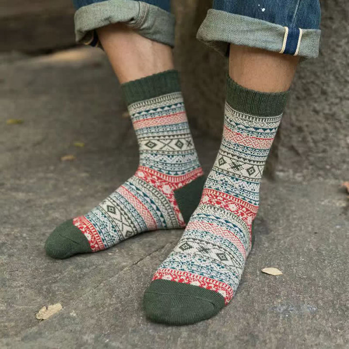 Chaussettes ras du cou à petits motifs de losanges de style ethnique pour homme
