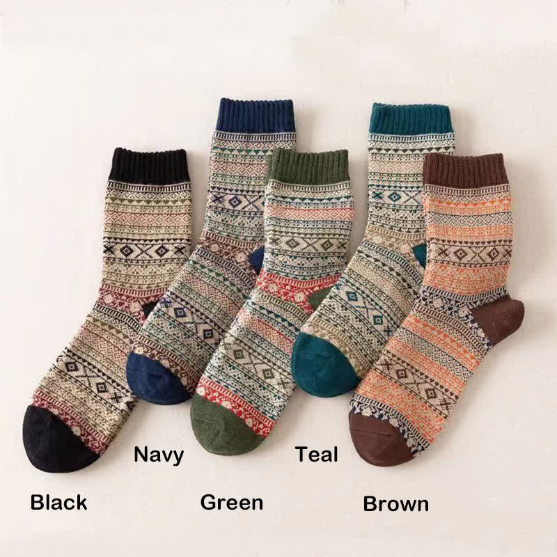 Chaussettes ras du cou à petits motifs de losanges de style ethnique pour hommes