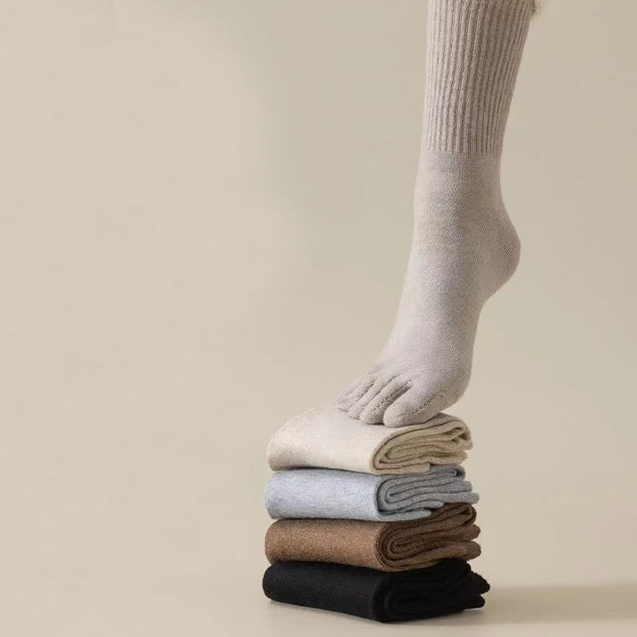 Chaussettes de sport mi-mollet en laine mélangée à bout fendu pour homme