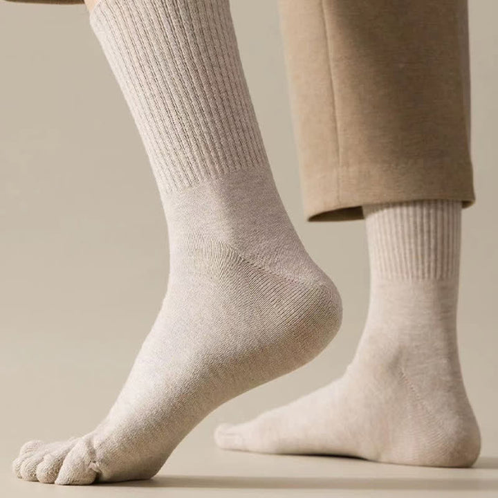 Chaussettes de sport mi-mollet en laine mélangée à bout fendu pour homme