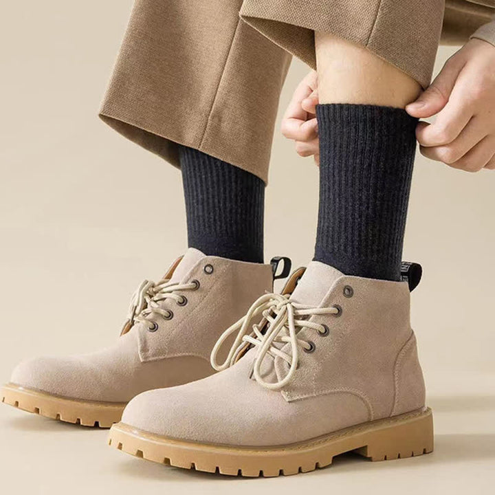 Chaussettes de sport mi-mollet en laine mélangée à bout fendu pour homme