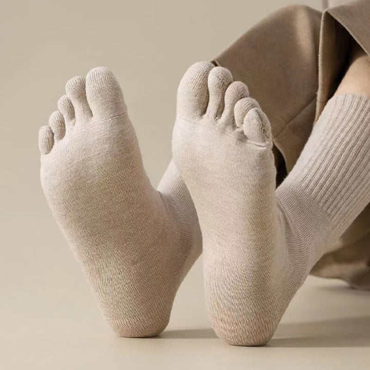 Chaussettes de sport mi-mollet en laine mélangée à bout fendu pour homme