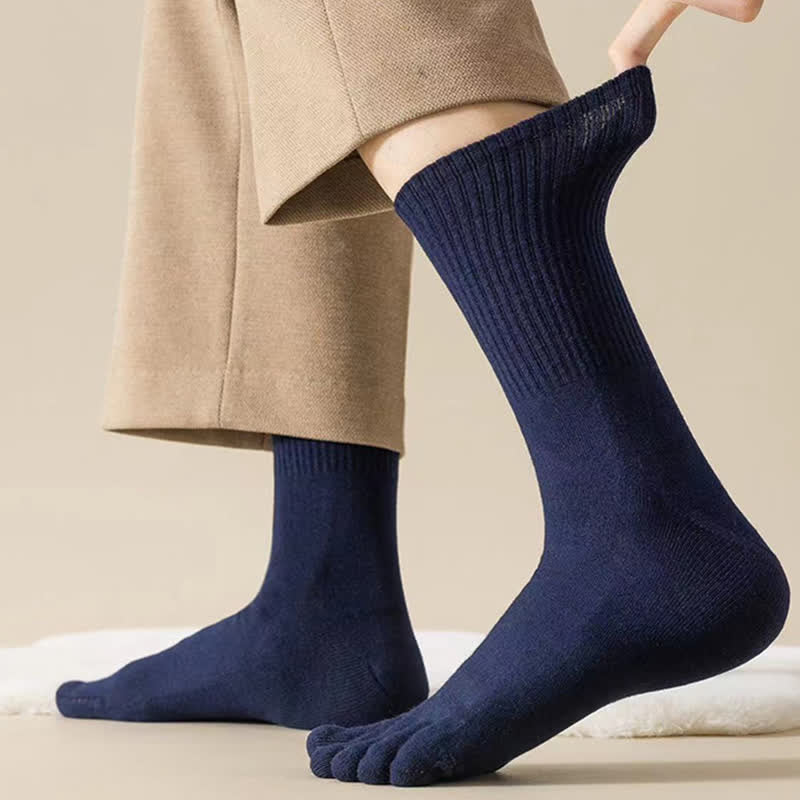 Chaussettes de sport mi-mollet en laine mélangée à bout fendu pour homme