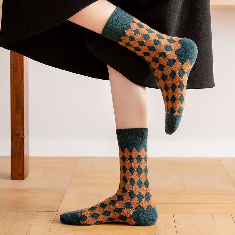Chaussettes thermiques et esthétiques Argyle pour femmes