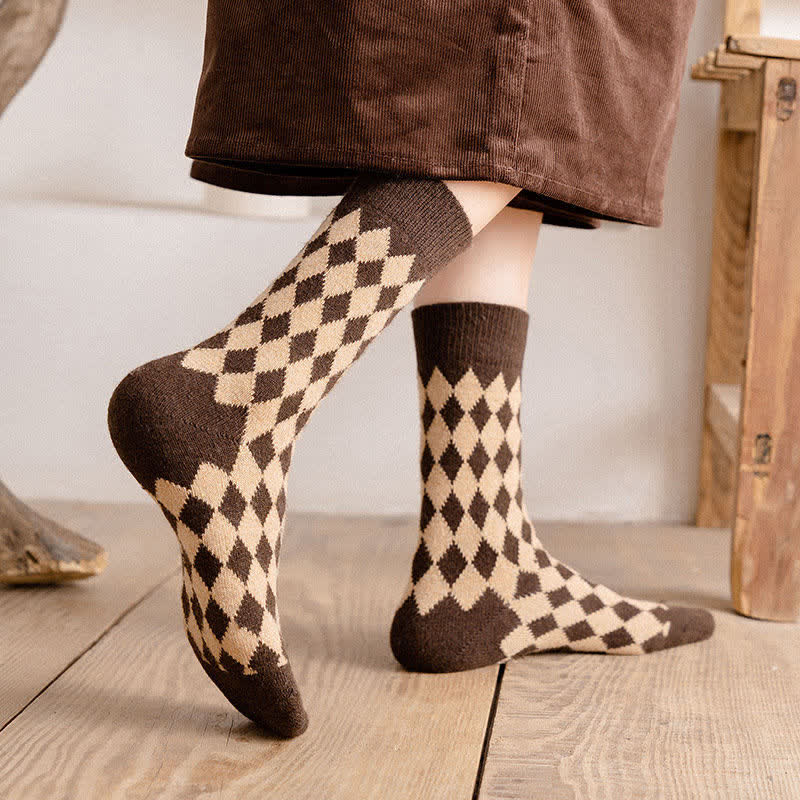 Chaussettes thermiques et esthétiques Argyle pour femmes