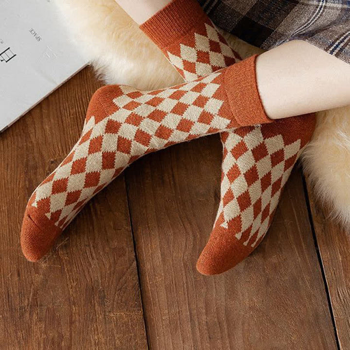 Chaussettes thermiques et esthétiques Argyle pour femmes