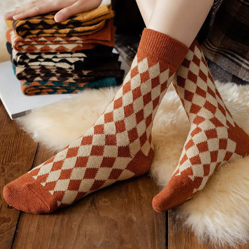 Chaussettes thermiques et esthétiques Argyle pour femmes