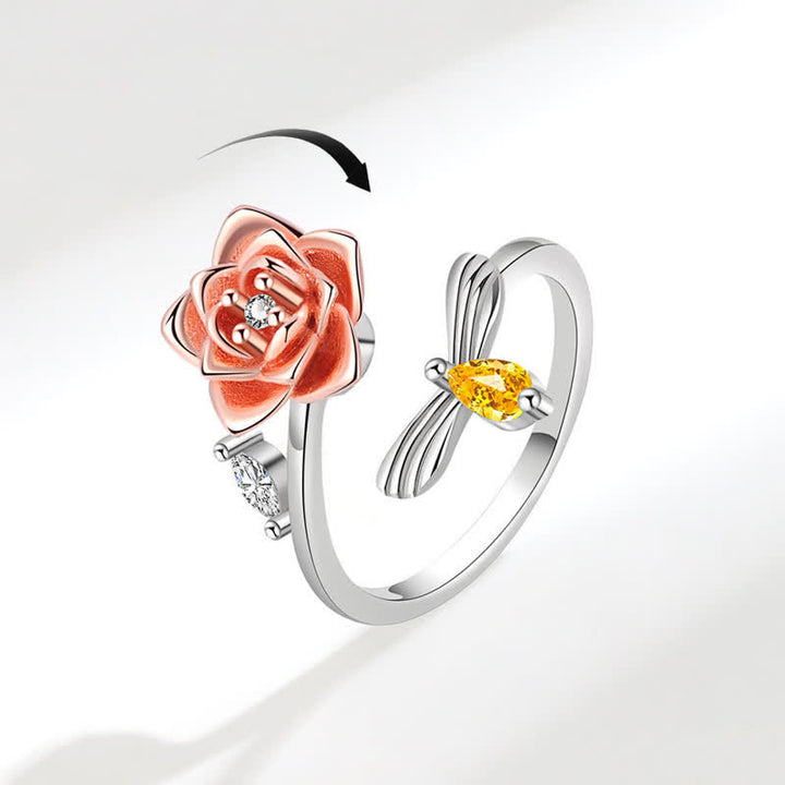 Bague réglable Fidget Spinning Tournesol Rose Abeille