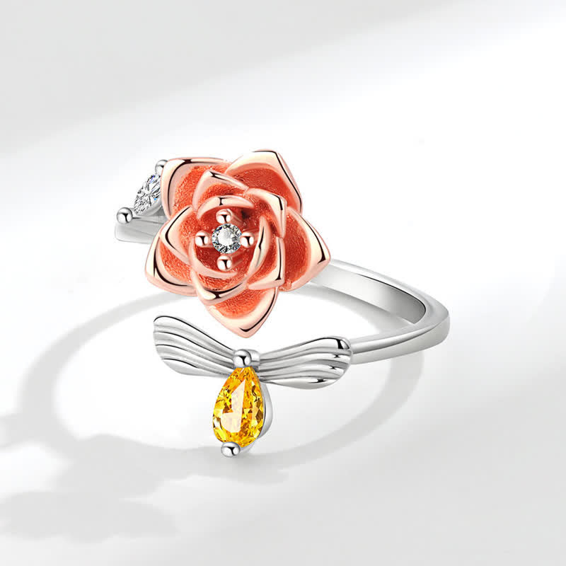 Bague réglable Fidget Spinning Tournesol Rose Abeille