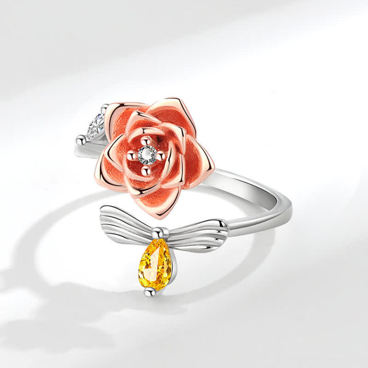 Bague réglable Fidget Spinning Tournesol Rose Abeille