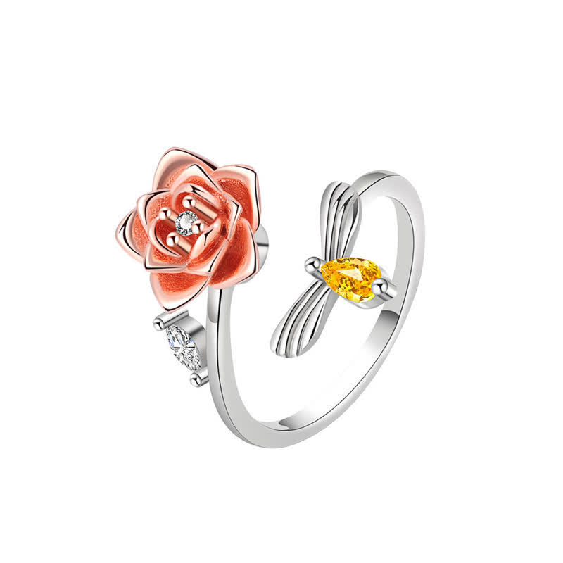 Bague réglable Fidget Spinning Tournesol Rose Abeille