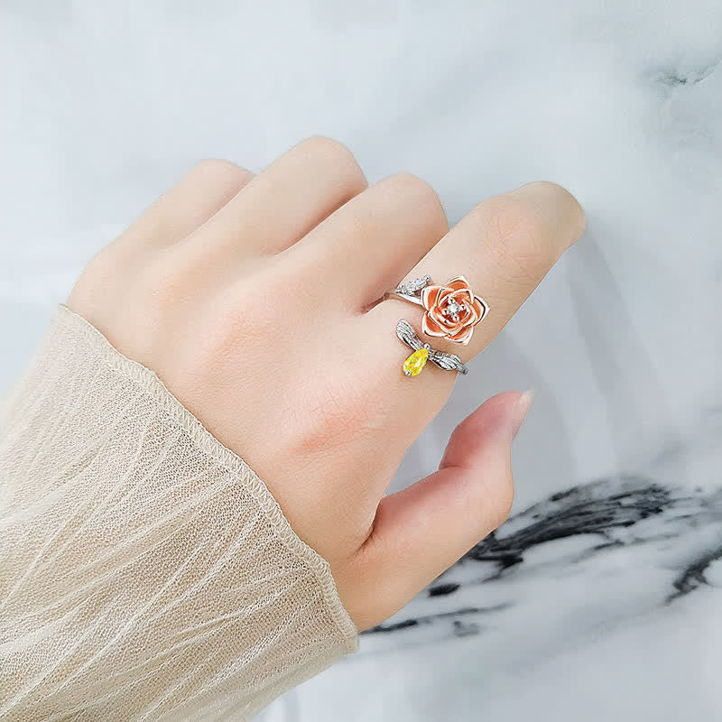 Bague réglable Fidget Spinning Tournesol Rose Abeille