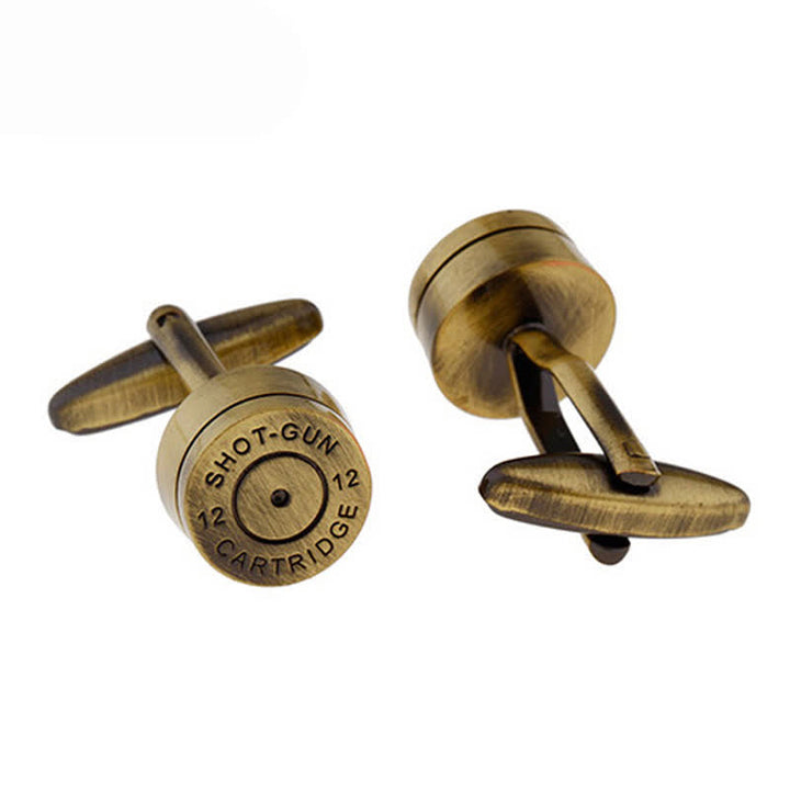 Boutons de manchette en bronze pour homme avec cartouche de fusil de chasse
