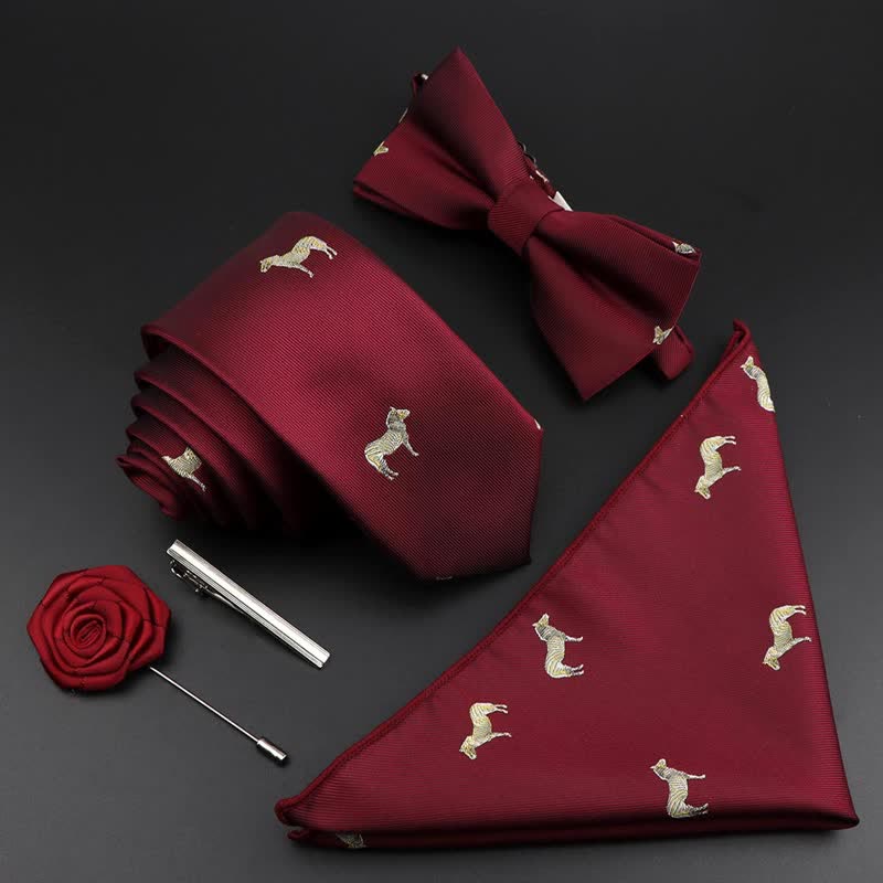 Coffret cadeau de 5 nœuds papillons à motif cachemire floral bordeaux pour homme