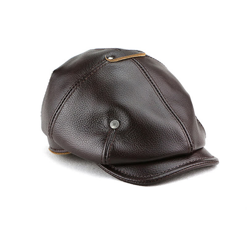 Béret en cuir à rivets style peintre chic