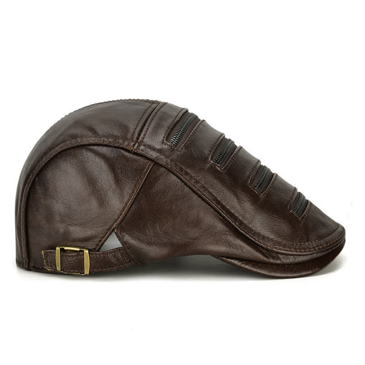 Béret en cuir avec fermeture éclair horizontale