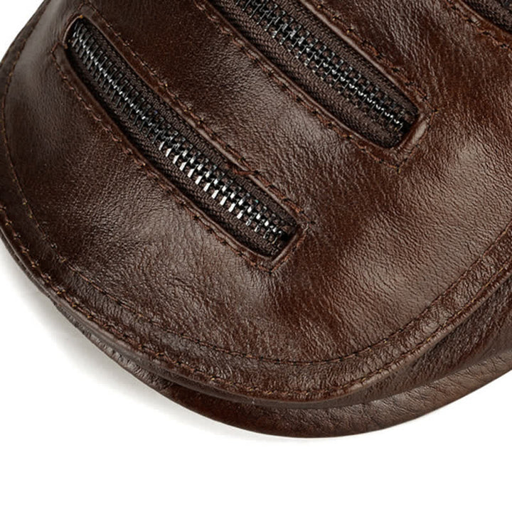 Béret en cuir avec fermeture éclair horizontale