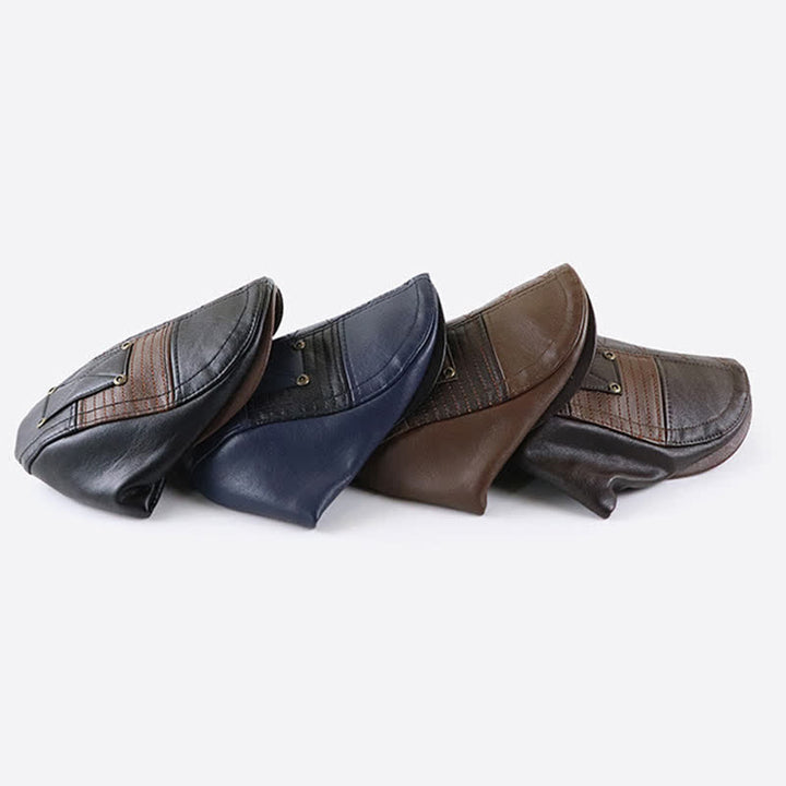 Béret en cuir à coutures tendance et contraste de couleurs