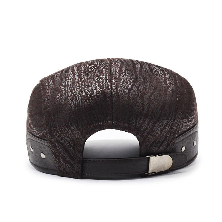 Béret en cuir à imprimé unique et ajustable sur le côté