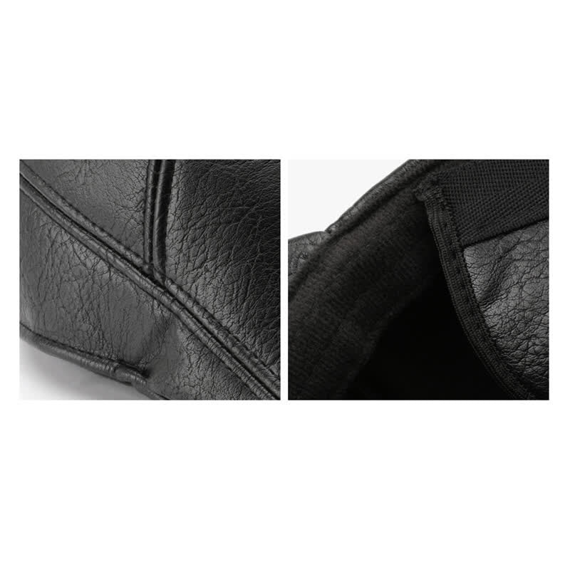 Béret en cuir style décontracté avec cache-oreilles pour l'hiver